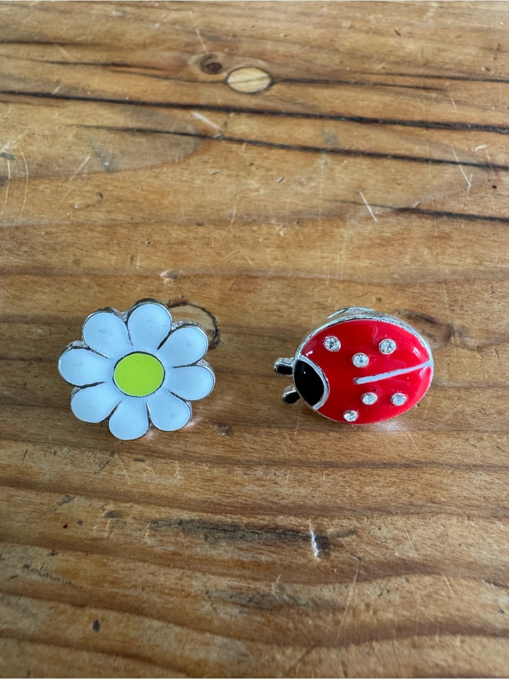 Cute Daisy and Ladybug Pins - White, Yellow & Red